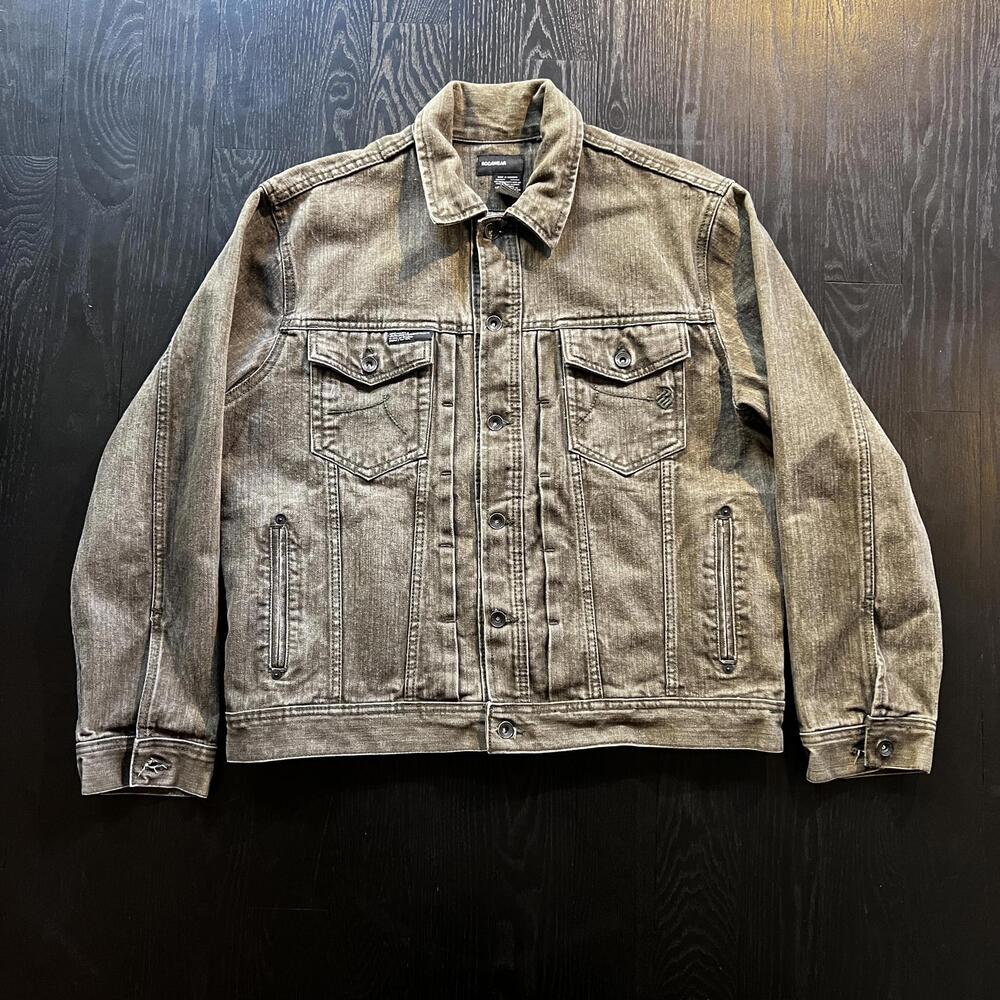 Vintage Rocawear Denim Jacket Green Faded Distressed